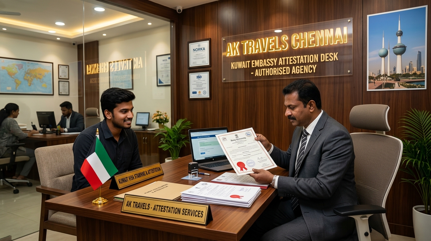 Certificate Attestation Agency for Kuwait in Chennai - AK Travel Services Consular Desk