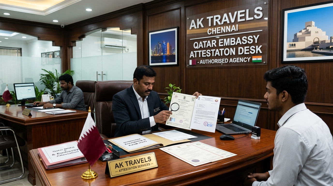 Certificate Attestation Agency Qatar in Chennai - AK Travel Services Consular Desk